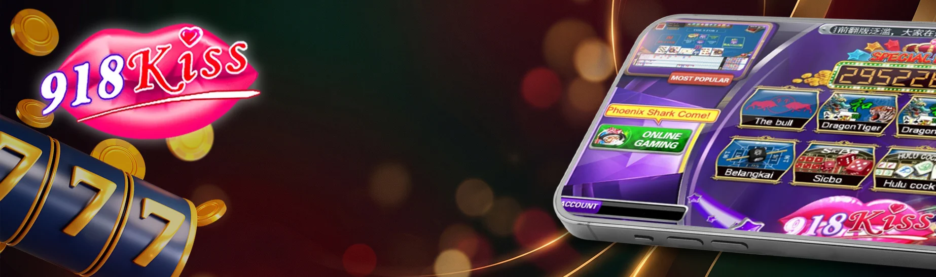 918kiss mobile casino gaming platform showing popular online betting categories and interface